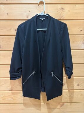 Women's Black Open-Front Blazer Jacket